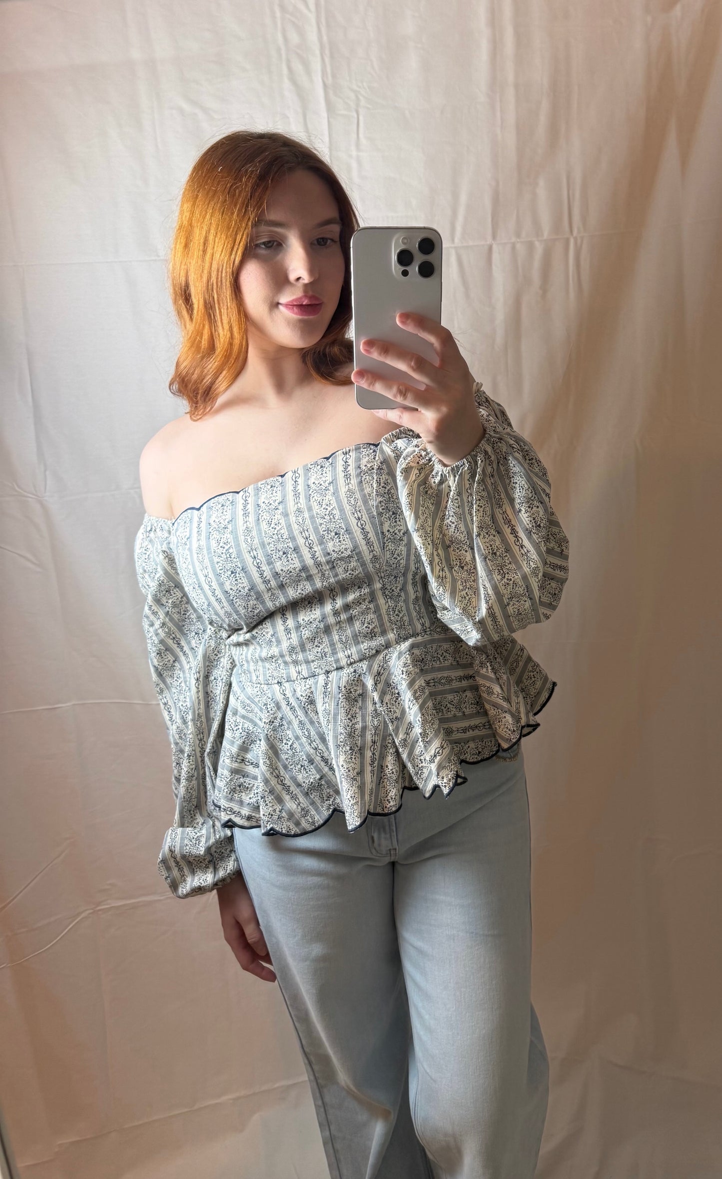 Amelie Floral Blouse – Romantic Long Sleeve Peplum Top