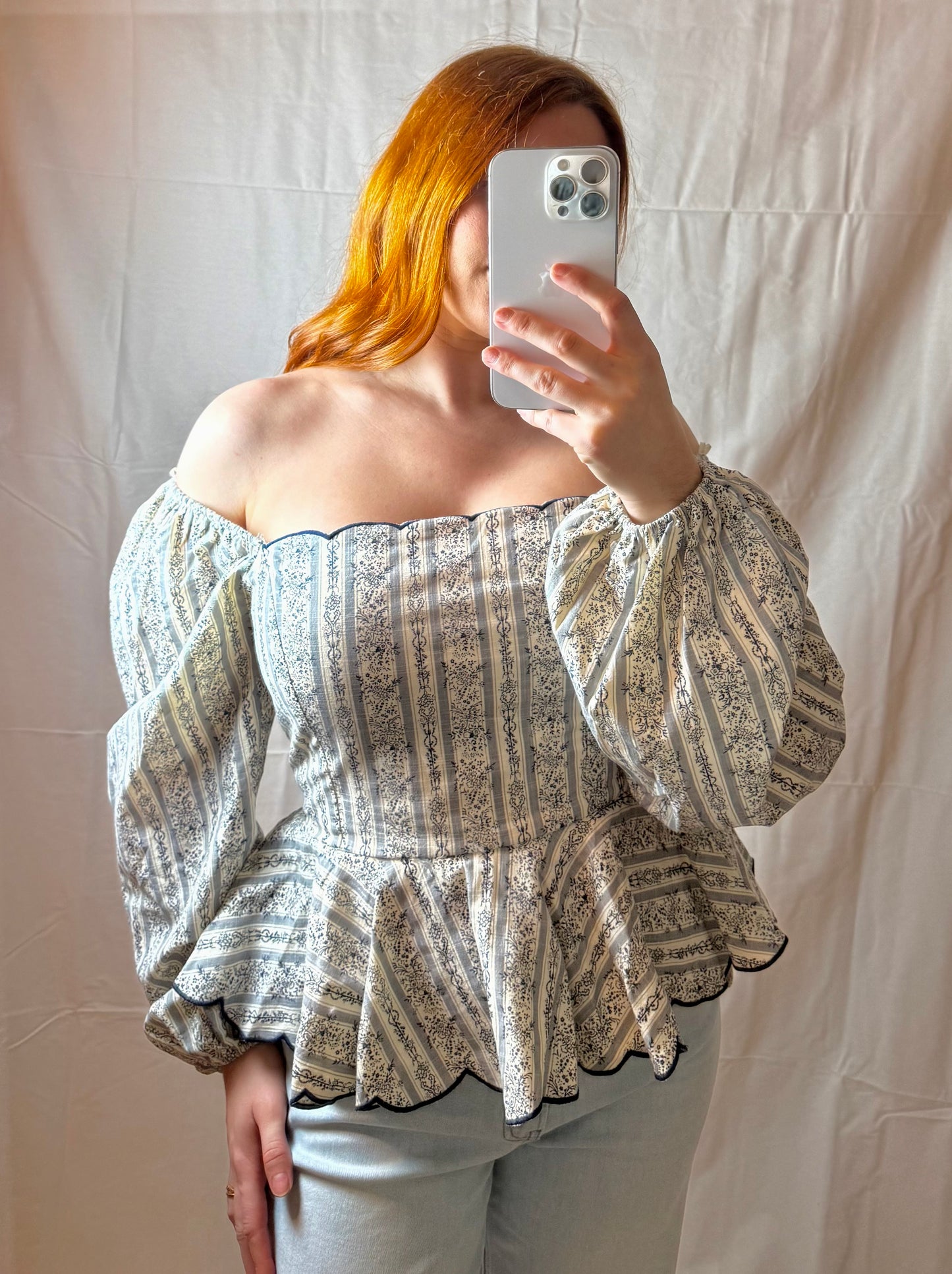 Amelie Floral Blouse – Romantic Long Sleeve Peplum Top
