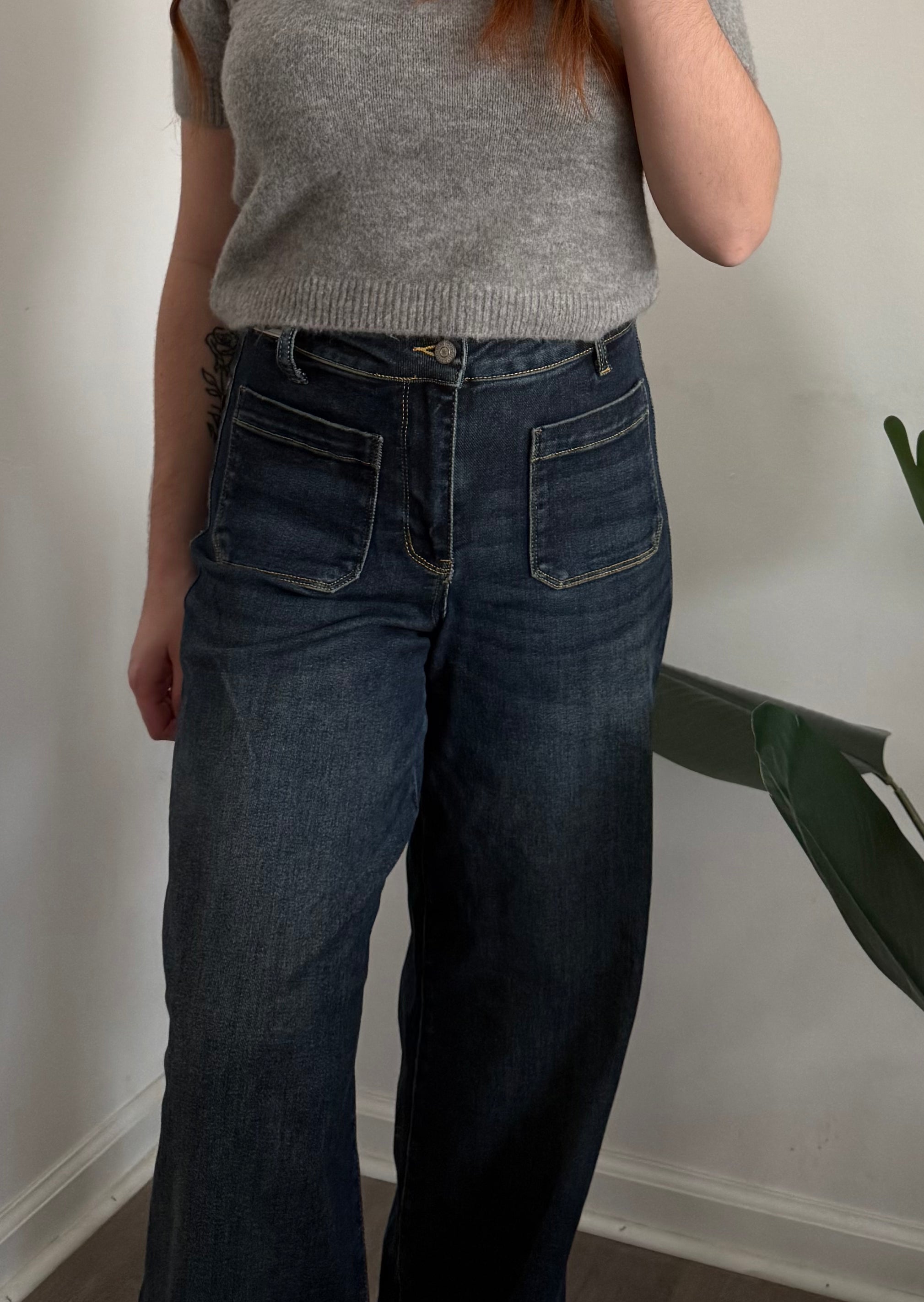 Judy Blue High Waist Palazzo Jeans with Front Patch Pockets