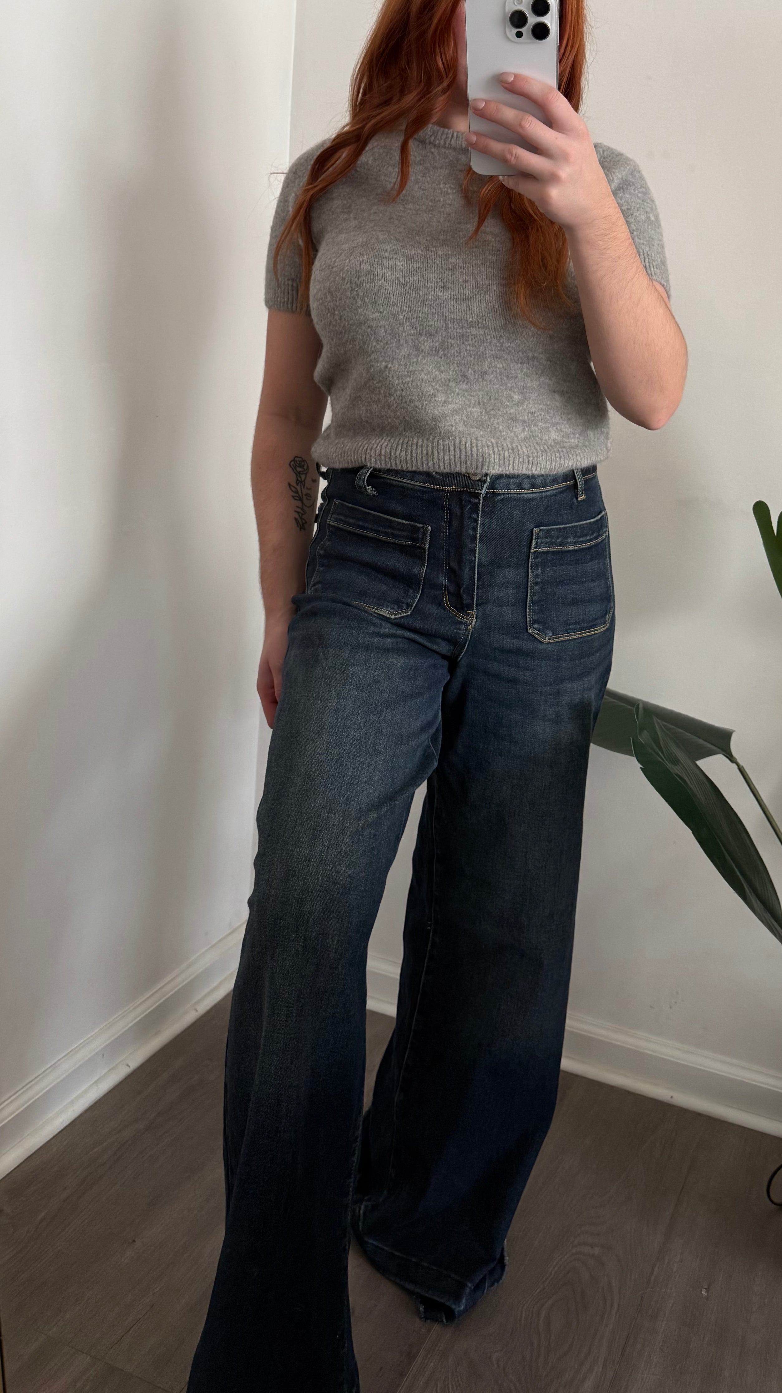 Judy Blue High Waist Palazzo Jeans with Front Patch Pockets