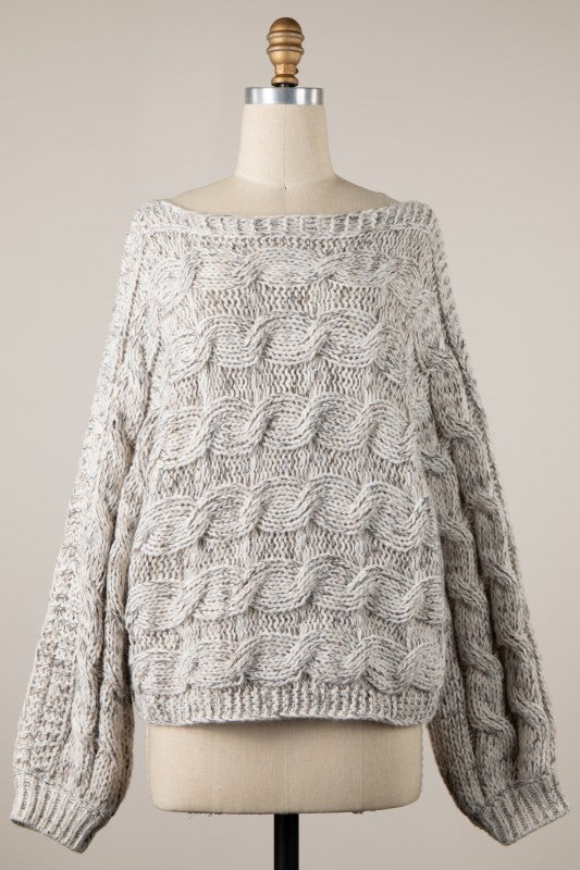 cable knit sweater women, chunky knit sweater, off shoulder knit sweater, alpine style sweater, cozy winter sweater, après ski fashion